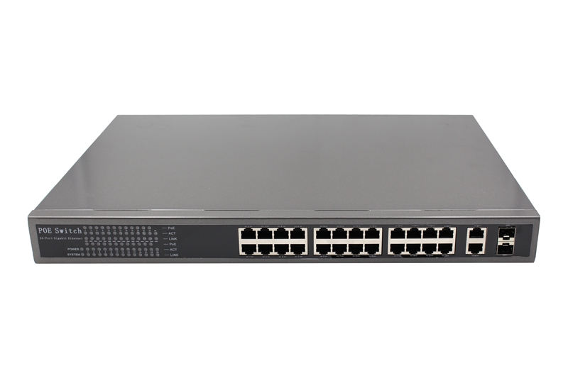 TV2404-- 24 10/100 PoE ports with 2 GE/SFP combo uplink